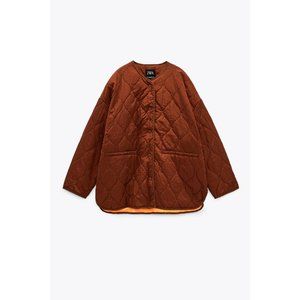 Zara Water Repellent Puffer Liner Jacket in Brick XS-S